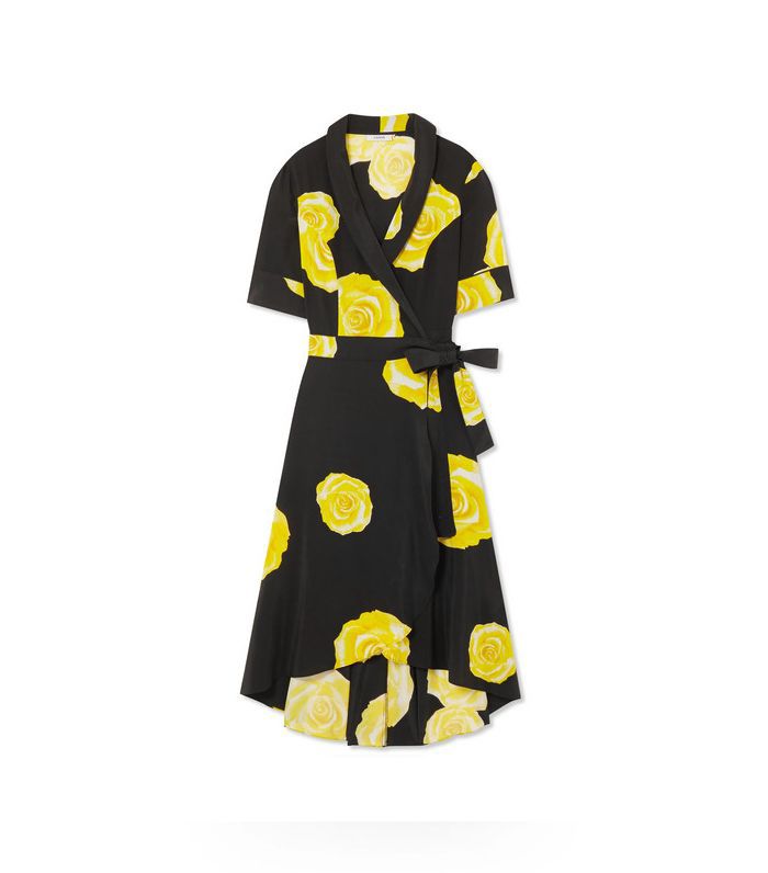 碎花印花水洗丝绸裹身裙