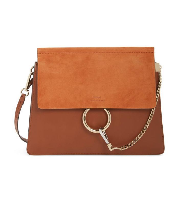 王菲麂皮和皮革单肩包 - 紫“class=