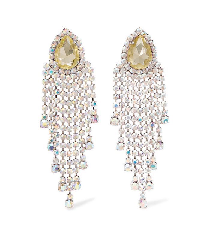 Alessandra Rich Borealis银质水晶夹耳环