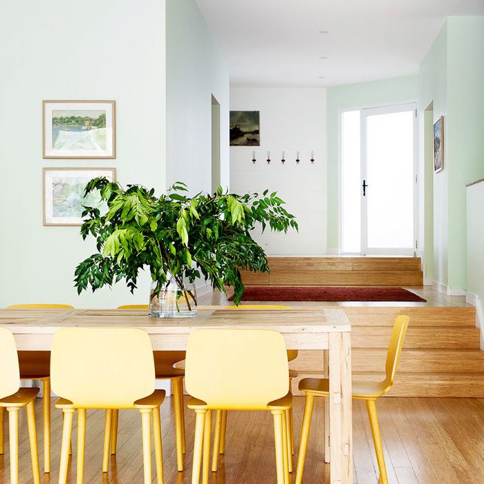 一个黄色的厨房