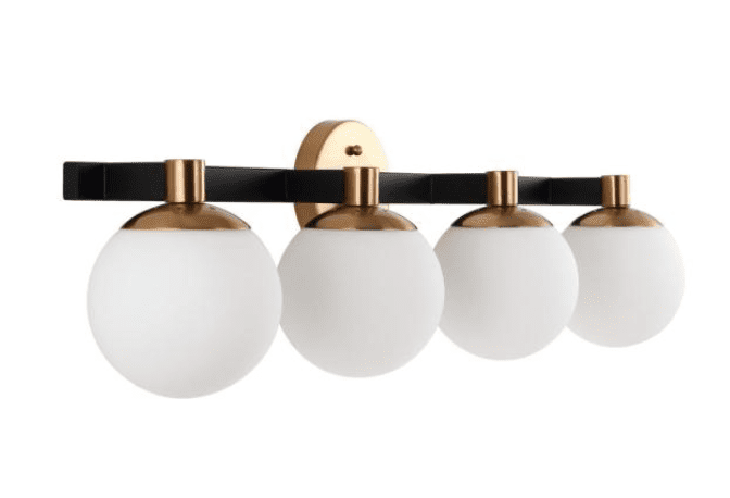 现代主义地球仪34英寸。4-Light黄铜黄金/黑色