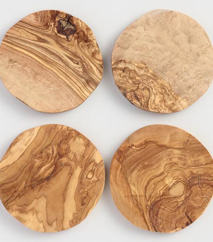 橄榄木杯垫一套四个由世界市场