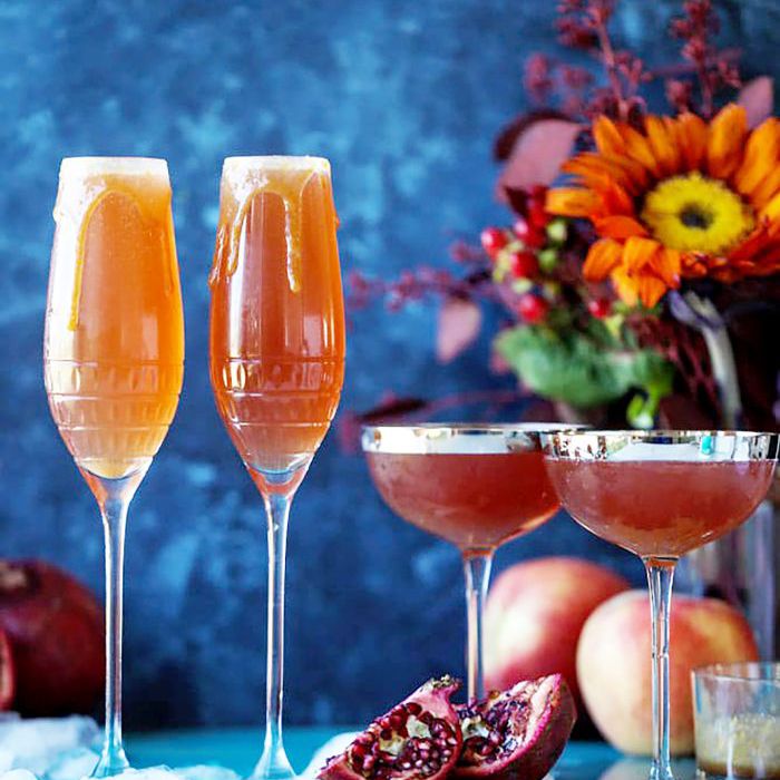 秋季鸡尾酒 - 石榴苹果酒含羞草