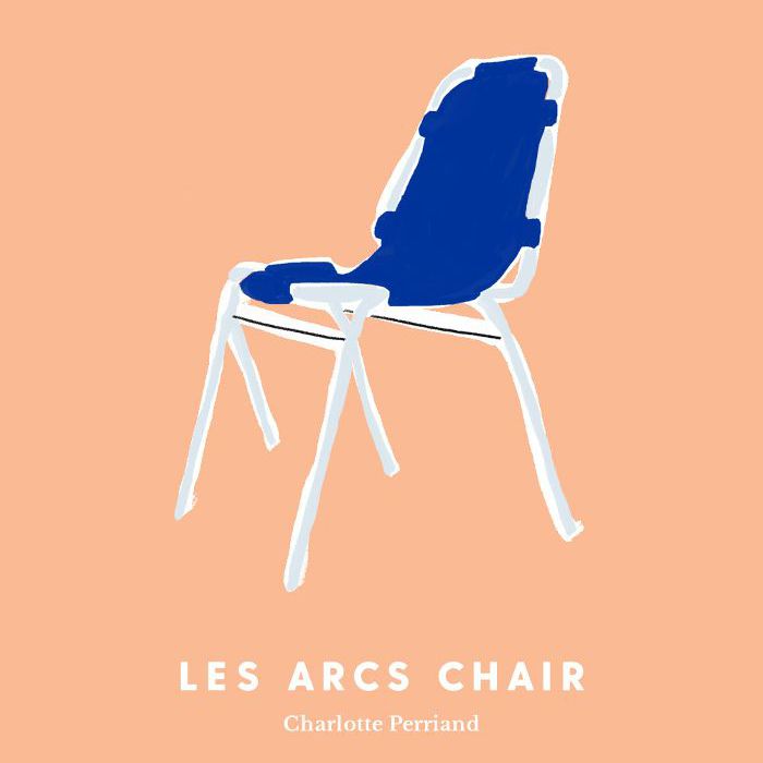 插图的蓝色弧椅子由夏洛特佩里兰德在桃的背景。