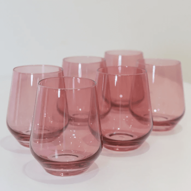 埃斯特尔色的玻璃 - 玫瑰无柄酒杯