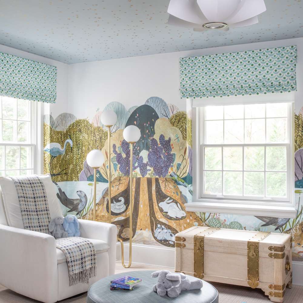 苗圃与林地生物墙壁壁画