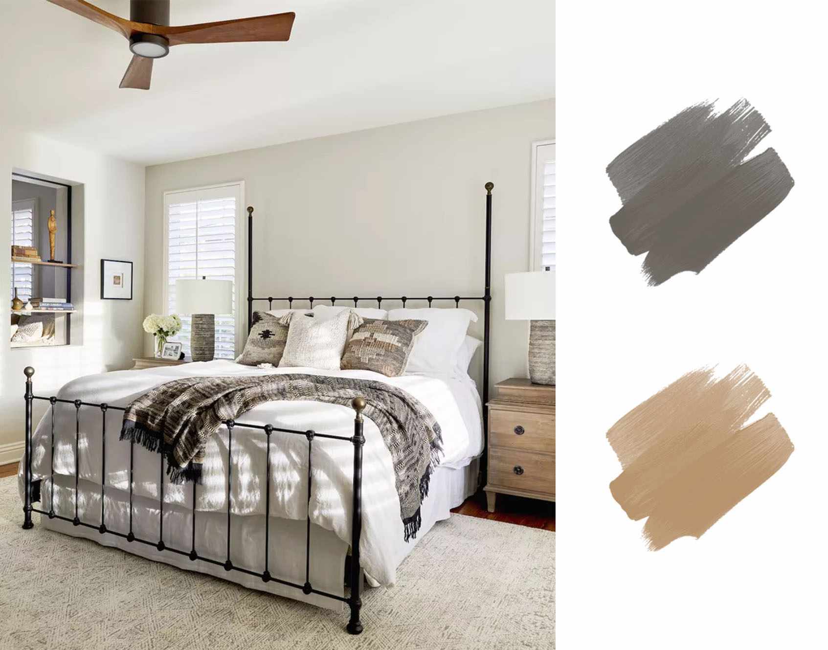 最好的大地色调的调色板-棕色和木炭卧室