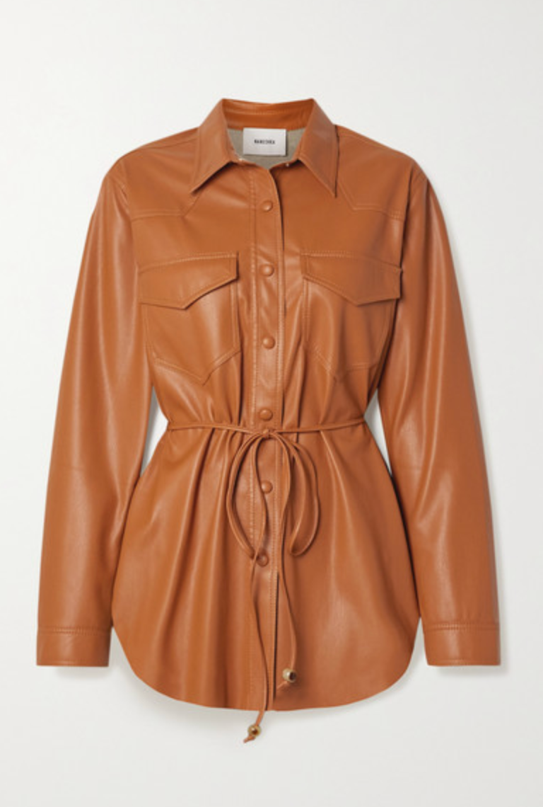 艾迪束带素食主义者皮革上衣