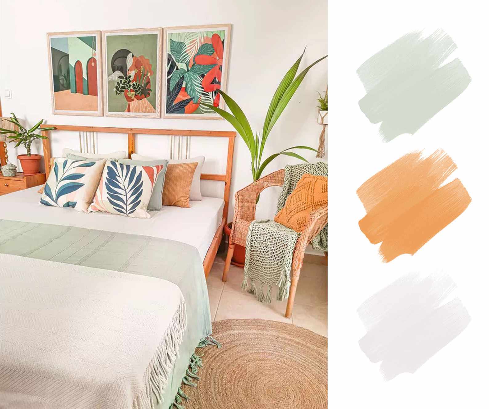 最好的大地色调，鼠尾草，橙色和白色