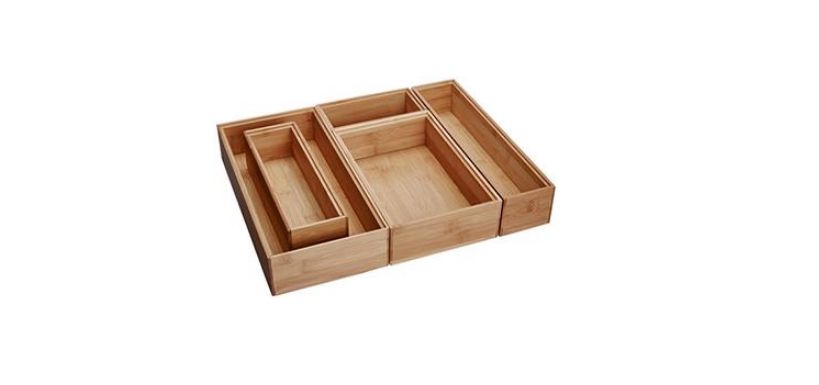 理柏国际可堆叠竹组织箱，每套5个