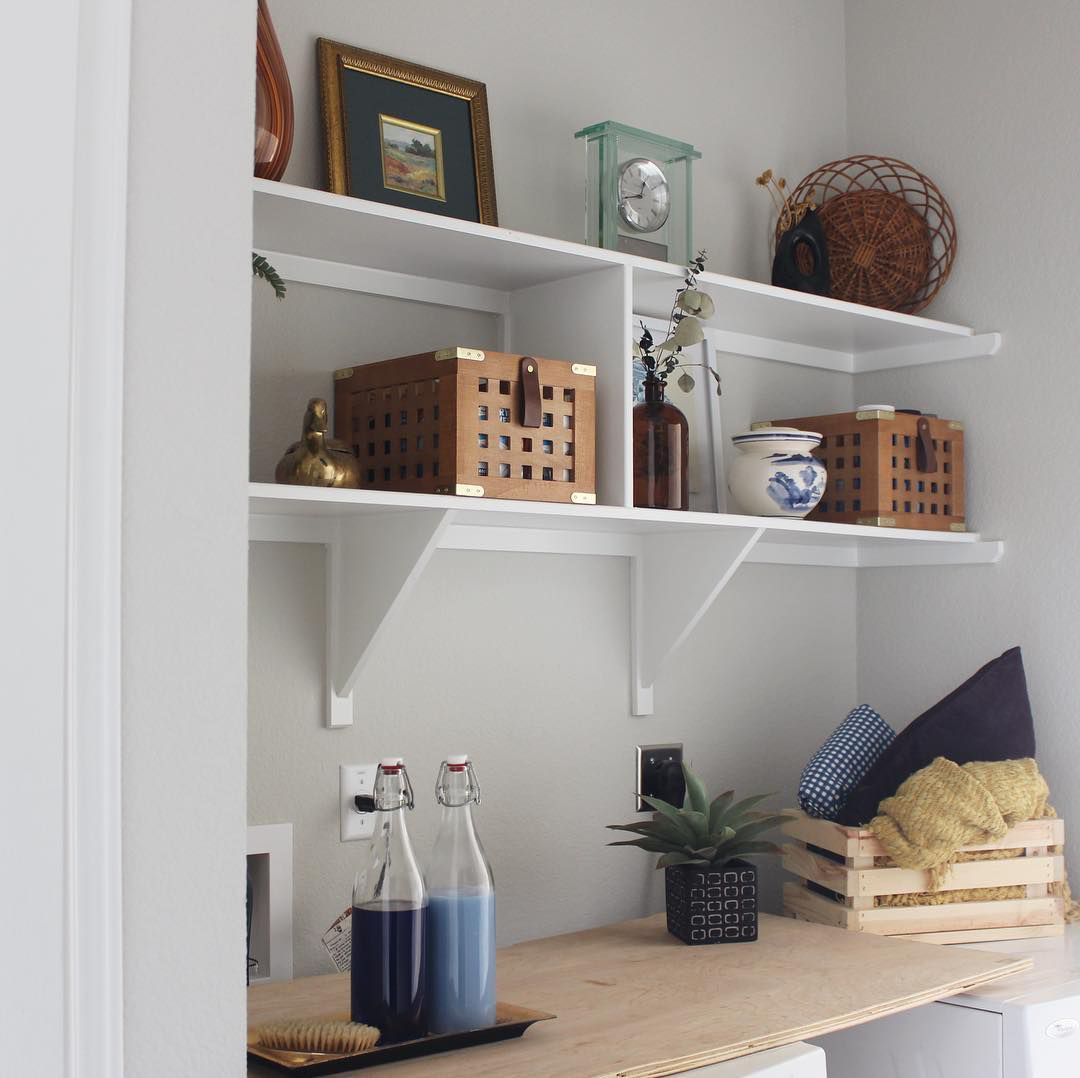 Laundry room storage with objects