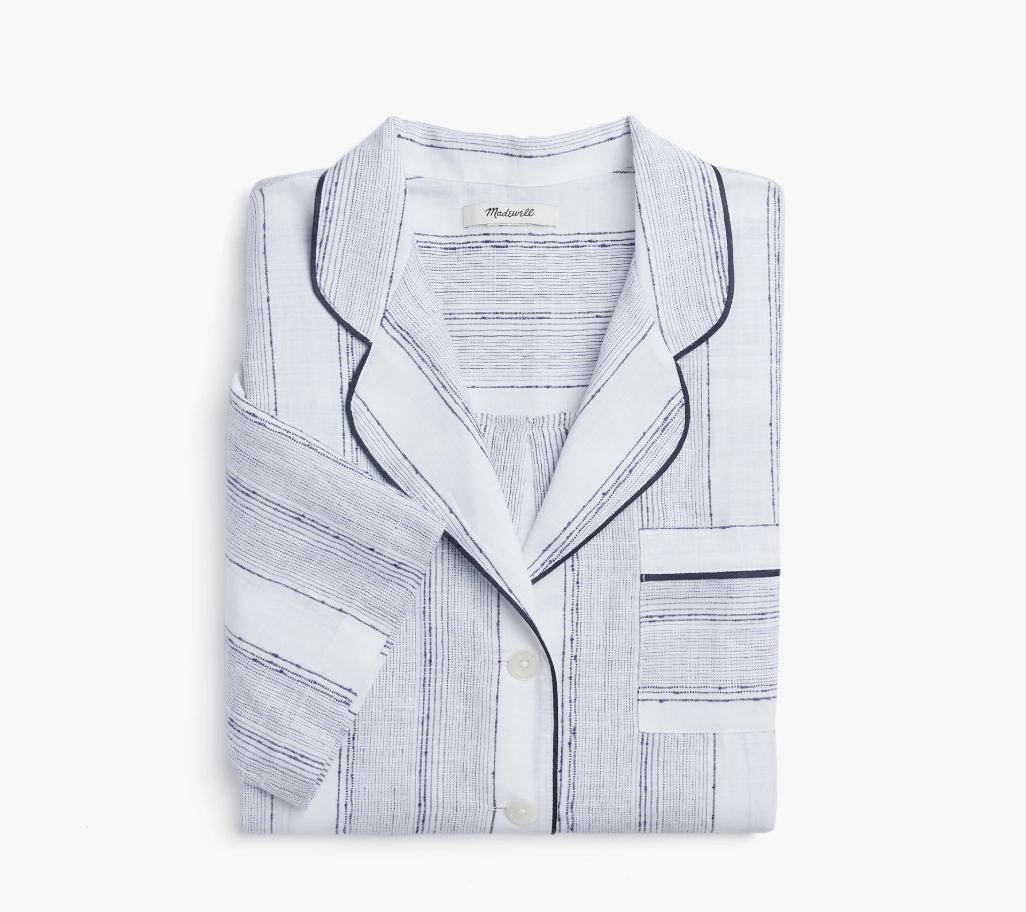 Madewell x降落伞条纹超大型睡衣衬衫