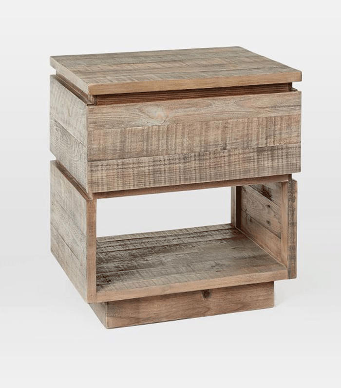 艾默生(R)现代再生木材床头柜