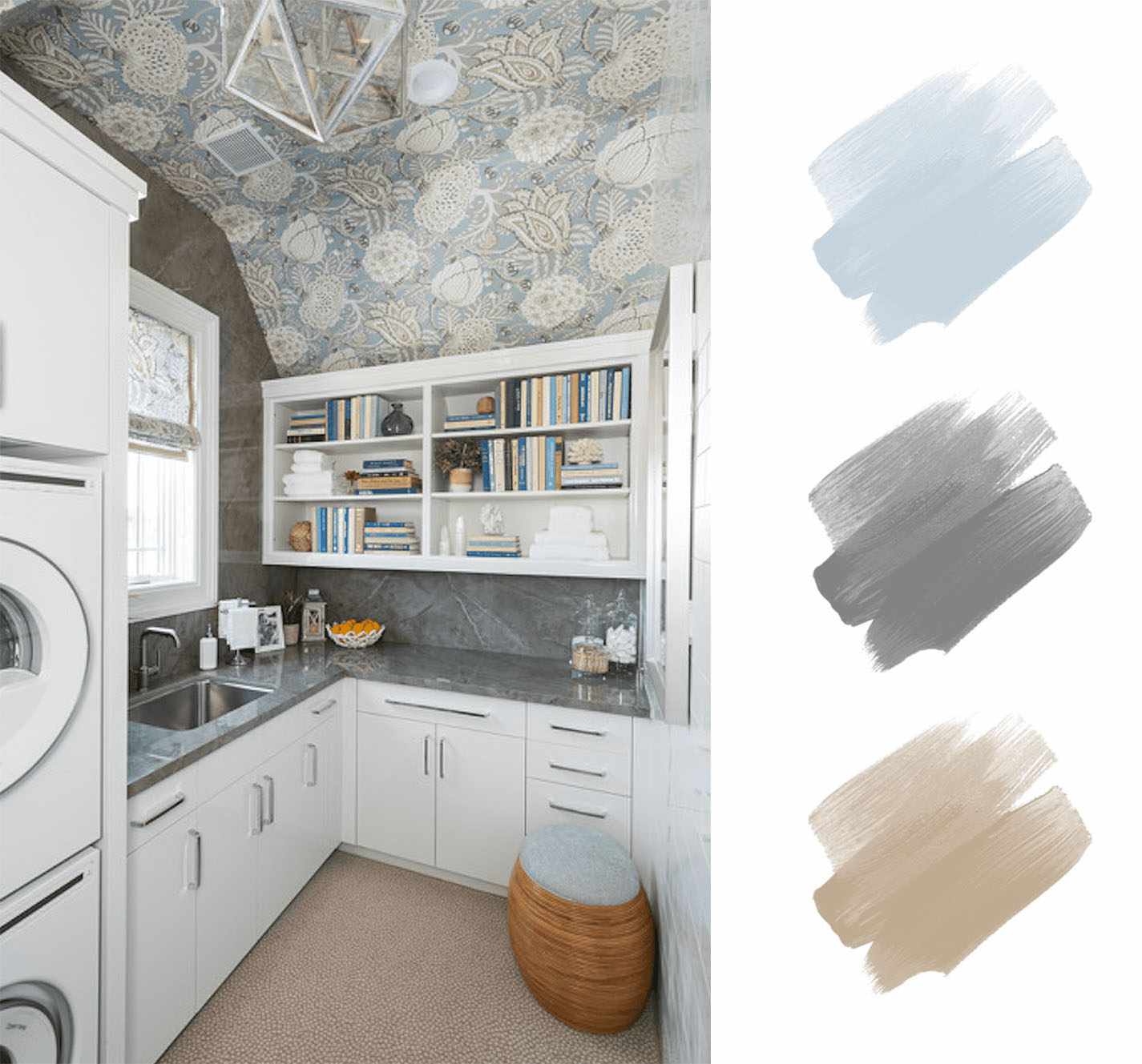 最好的室内颜色方案 - 蓝色和灰色和棕褐色