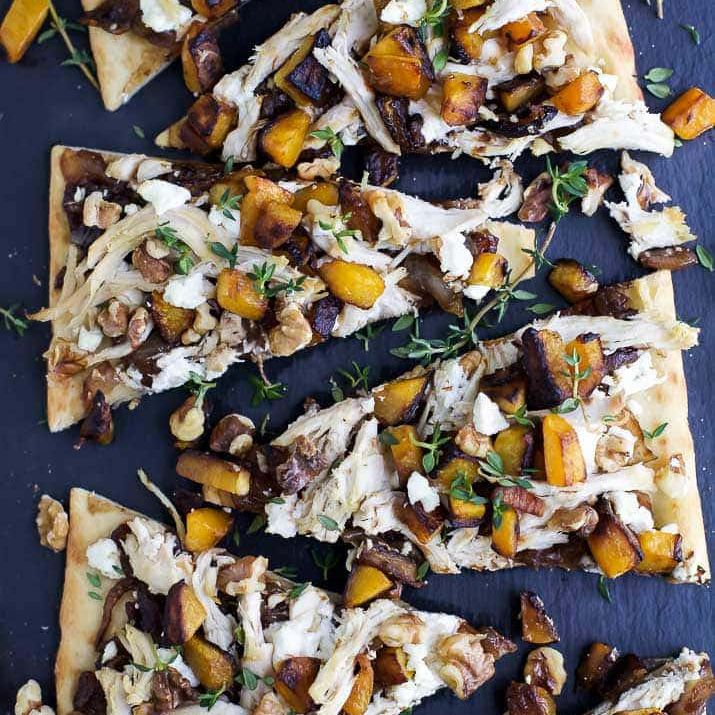 南瓜鸡肉扁面包比萨