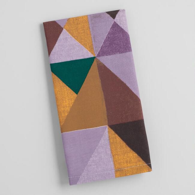 多色三角形印刷餐巾4套