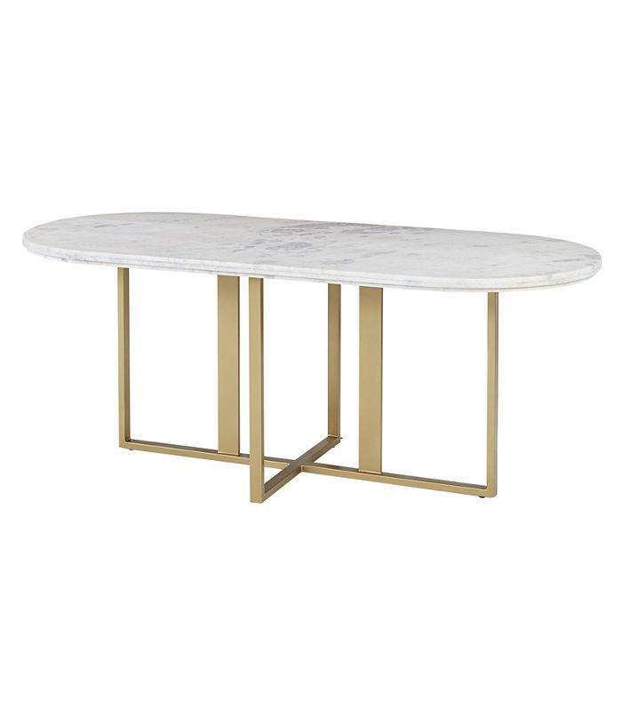 迪利亚大理石和黄铜椭圆形餐桌