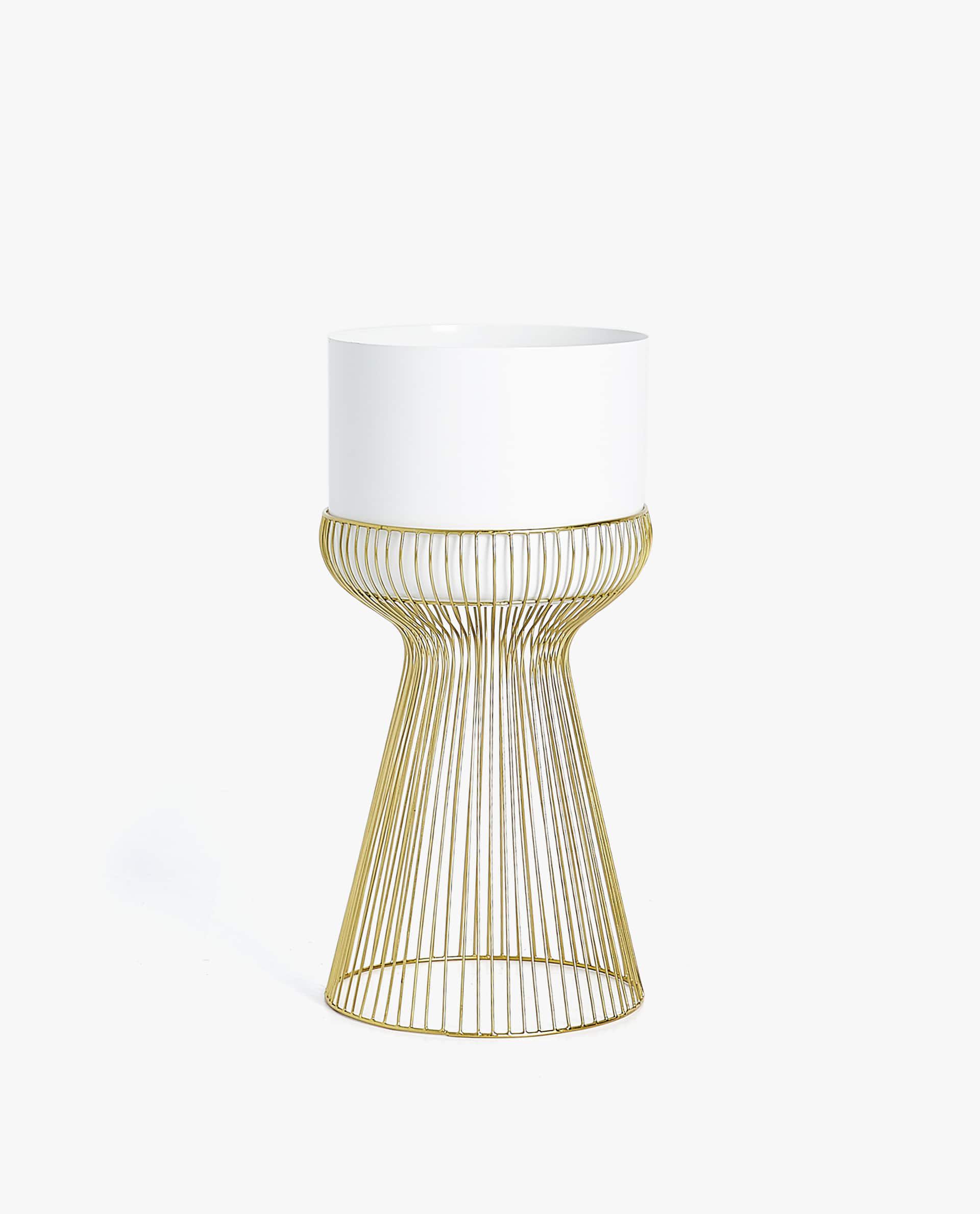 白色花盆与金线架