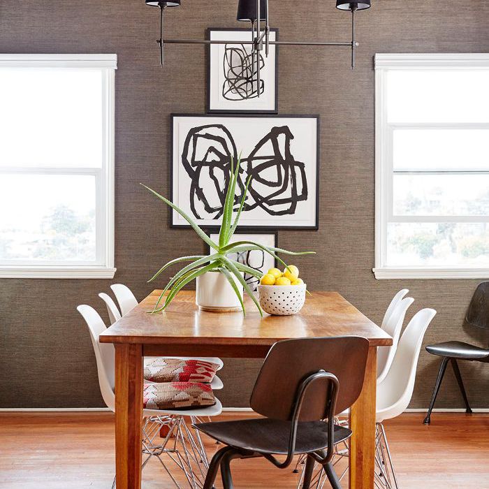 草布餐室，混合椅