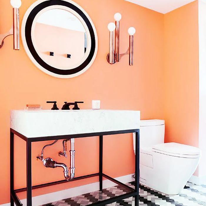 浴室色彩观念 - 珊瑚粉红色墙壁
