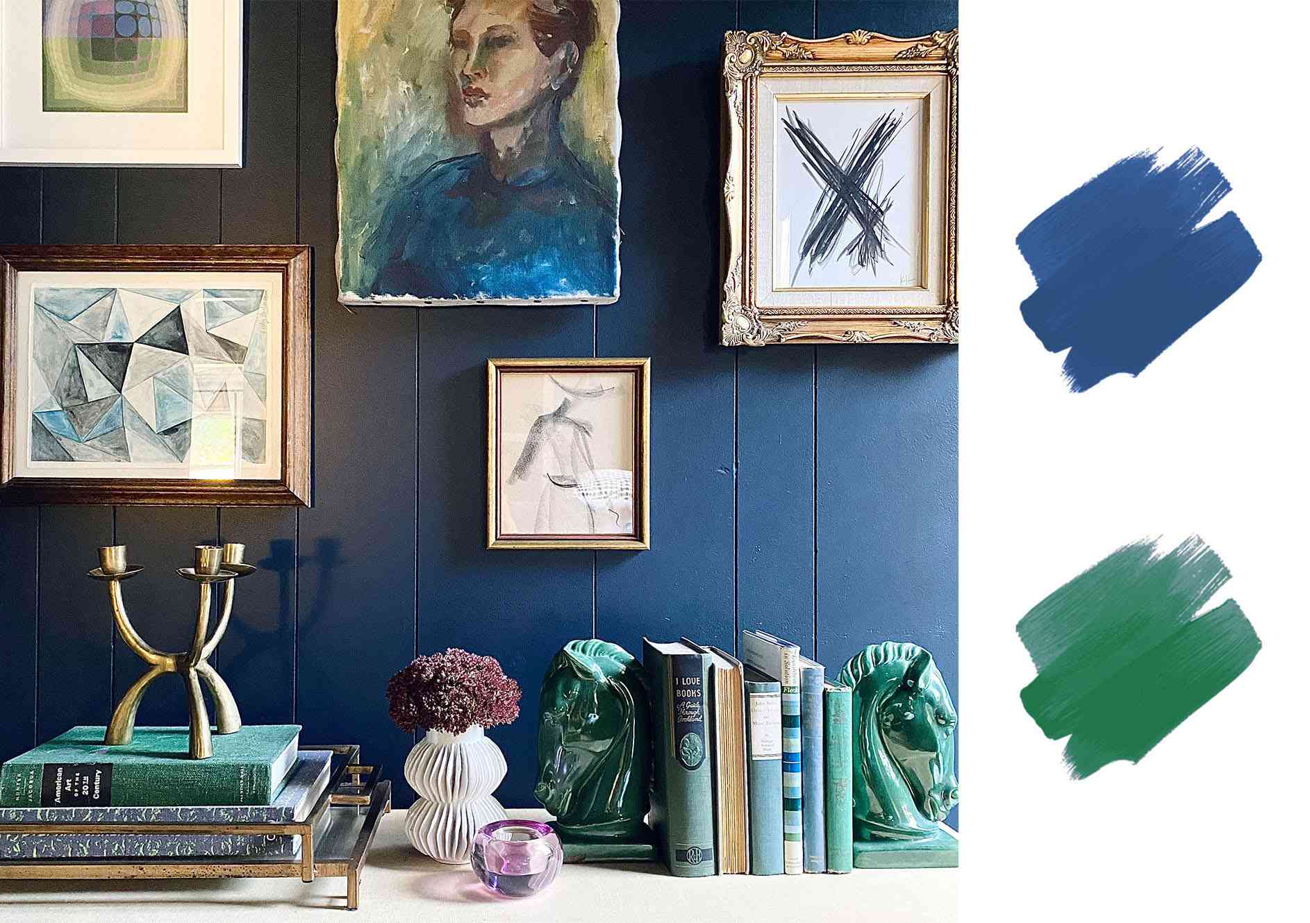 最佳室内配色方案-蓝色和草绿色