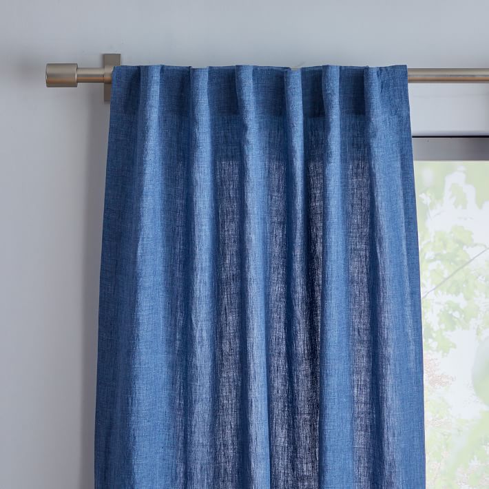 靛蓝比利时亚麻亚麻窗帘