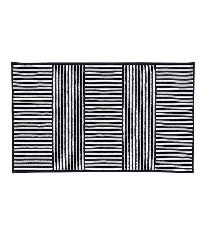 海军蓝条纹户外地毯5x8