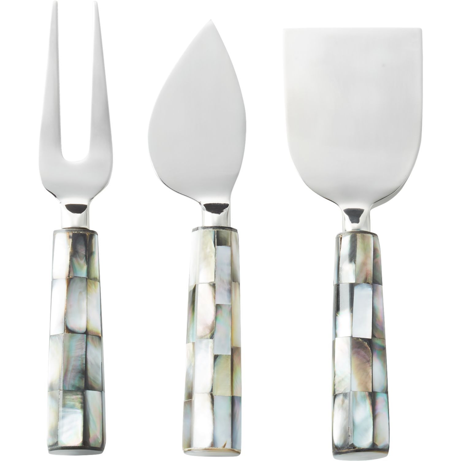 一套3个珍珠母奶酪刀由CB2。