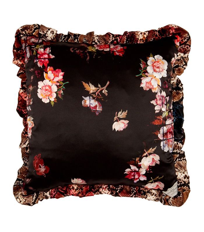 植物和蛇皮印刷丝坐垫