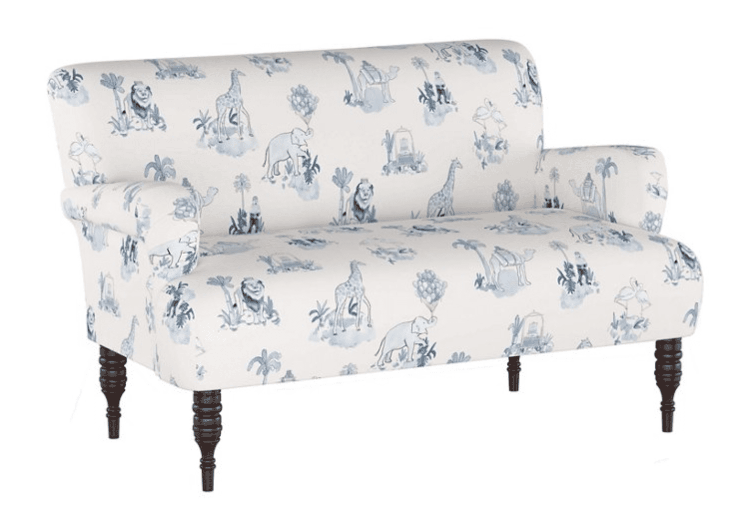 蓝色亚麻布的长椅