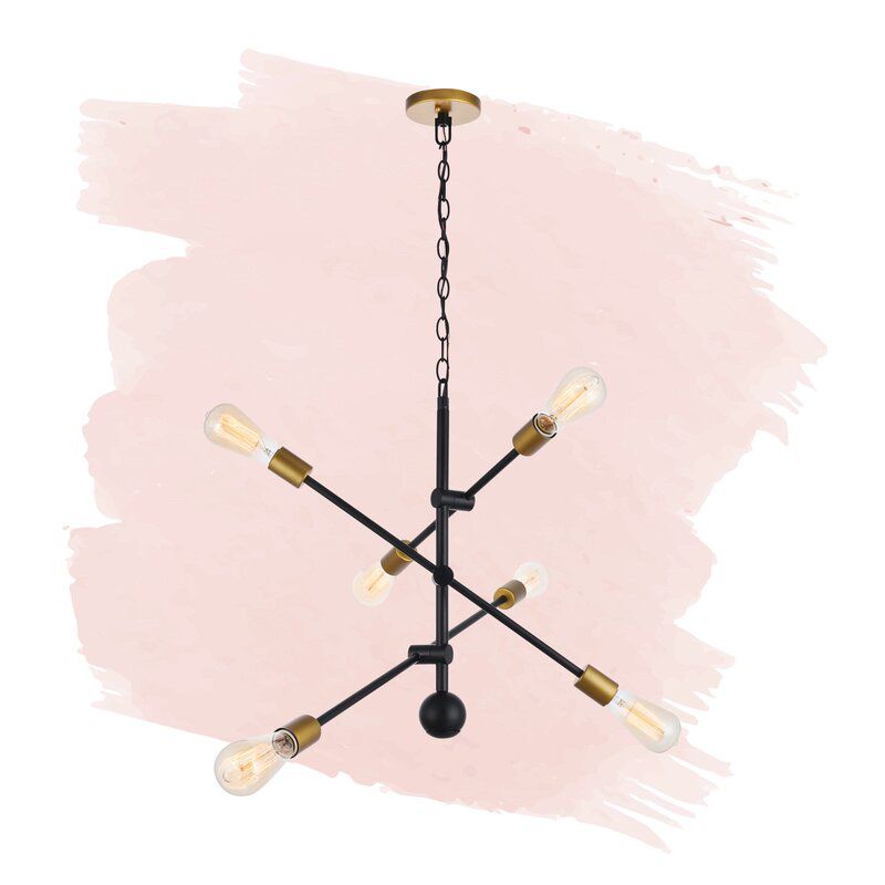 Everett 6 Light Sputnik现代线性枝形吊灯