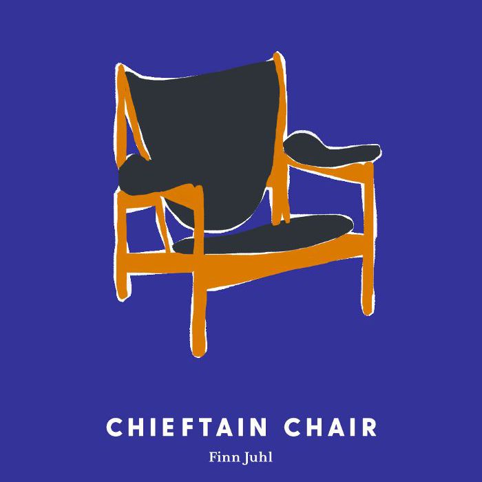 芬恩·朱尔在蓝色背景上画的黑色酋长椅。