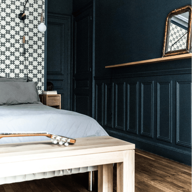 最好的卧室的想法 - 卧室配有绿墙和镜子