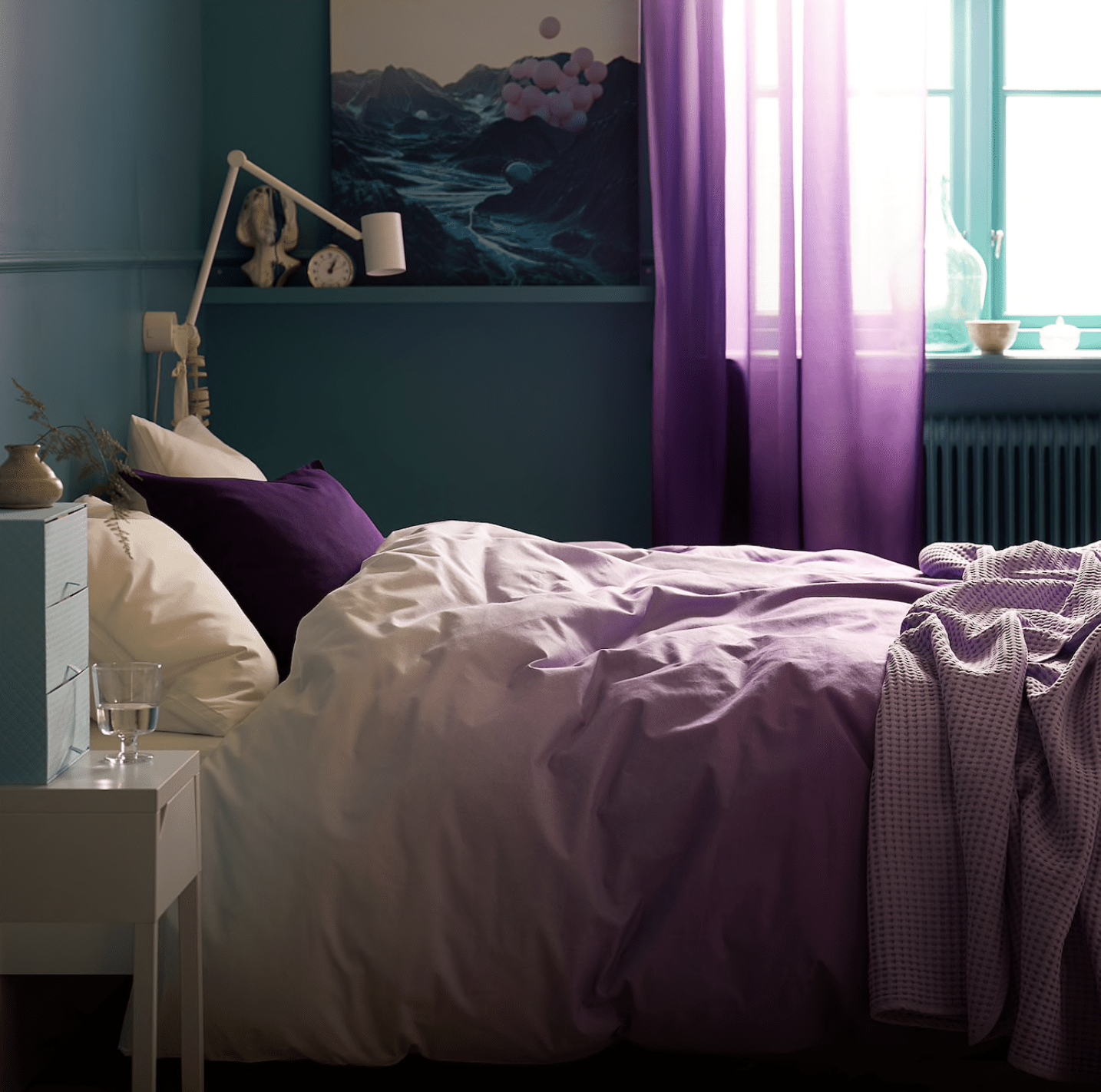 大胆的色彩斑斓的卧室