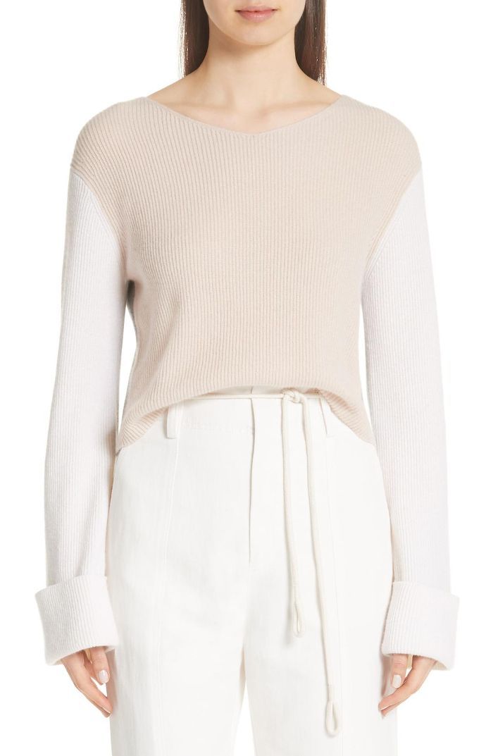 最佳旅行用品长途飞行Colorblock羊绒套衫