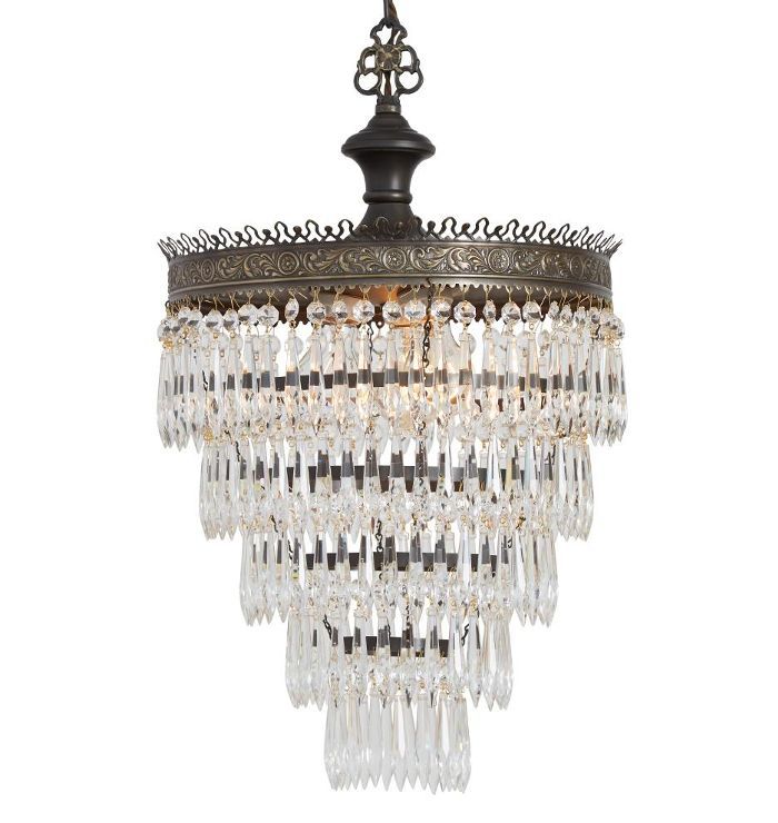 金丝黄铜五层水晶吊灯