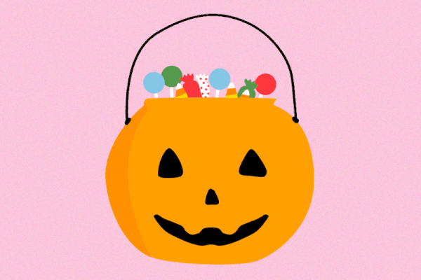 闪烁的杰克o灯笼篮子的例证充满糖果。