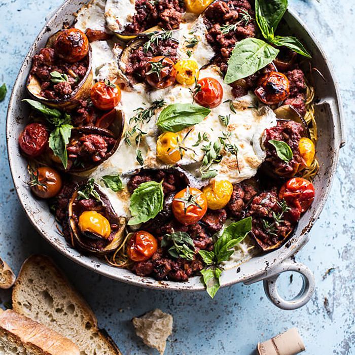 番茄罗勒茄子卷烤通心粉