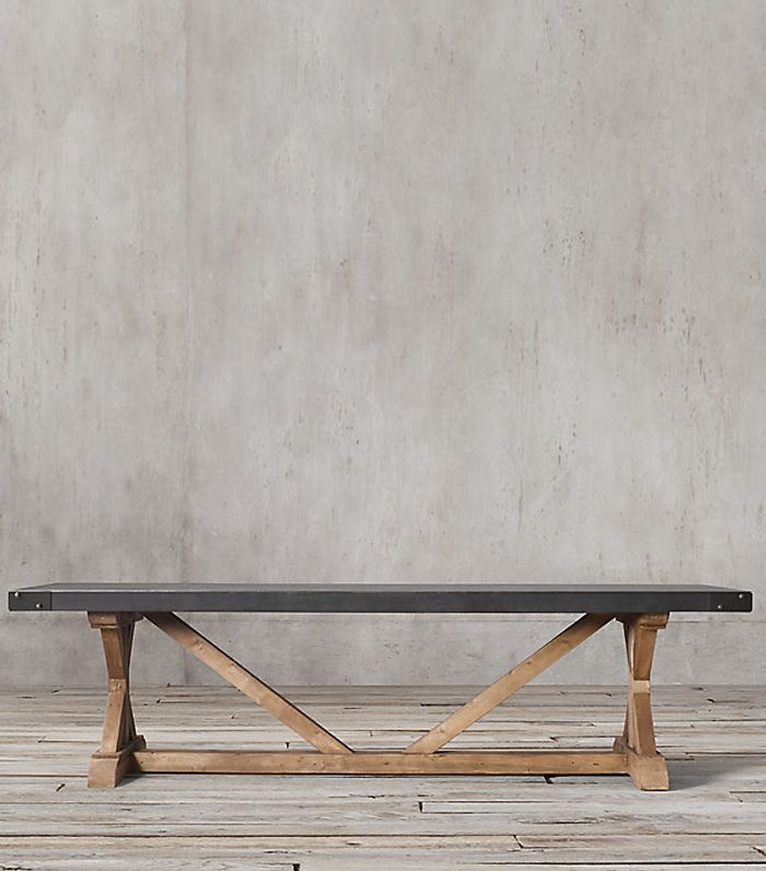 修复硬件回收木材和混凝土x基矩形餐桌