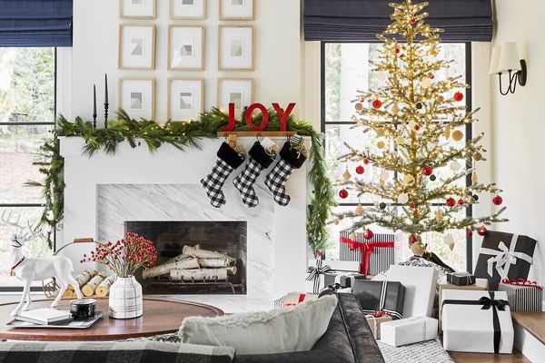 living room decorated for Christmas luxury gift guide