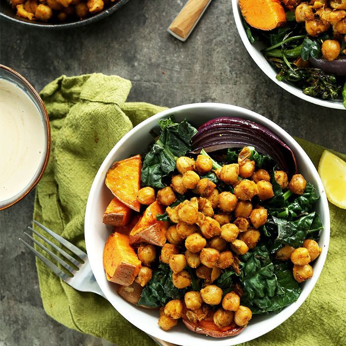 鹰嘴豆，红薯和新鲜甘蓝