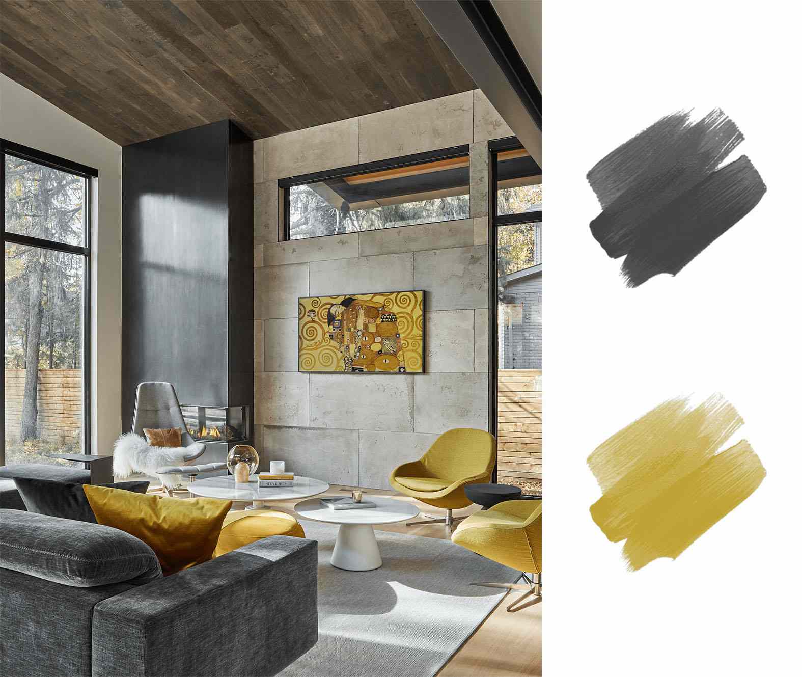 最佳室内配色方案-黄色和黑色