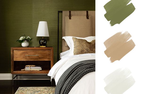 最佳室内配色方案，绿色、棕褐色和白色