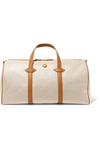 Main Line Duffel Leather-Trimmed Canvas Weekend Bag