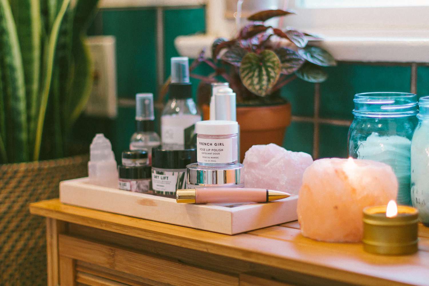 浴室台面木储物