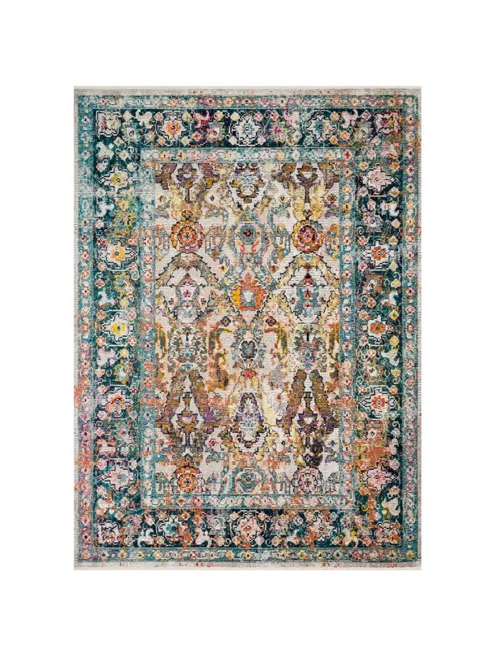 Loloi X Justina的布莱克尼西尔维娅石地毯在蒂尔，5' ×7'6