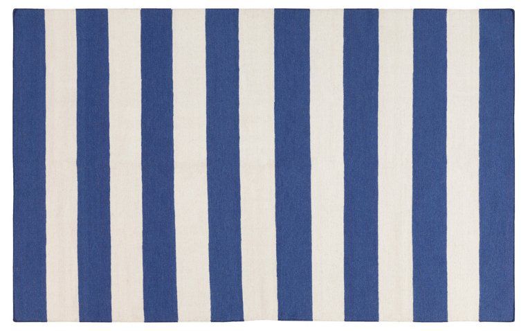 蓝条纹平纹地毯