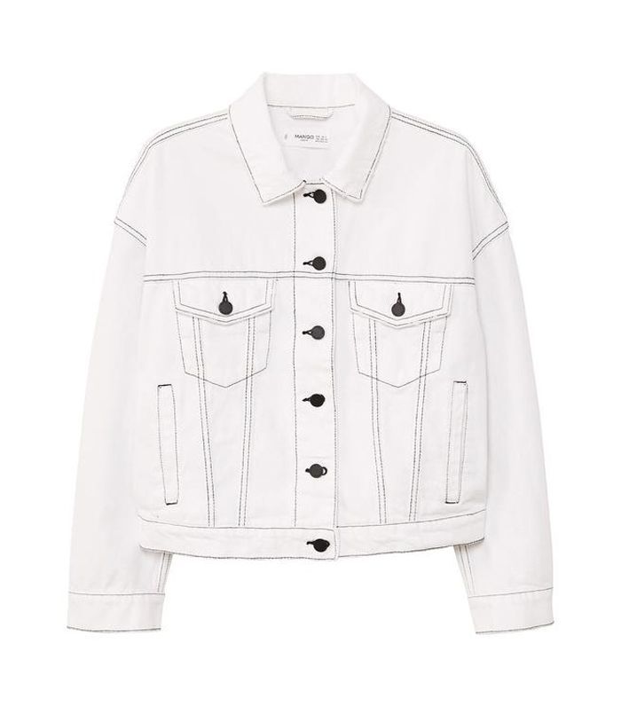 对比接缝牛仔外套