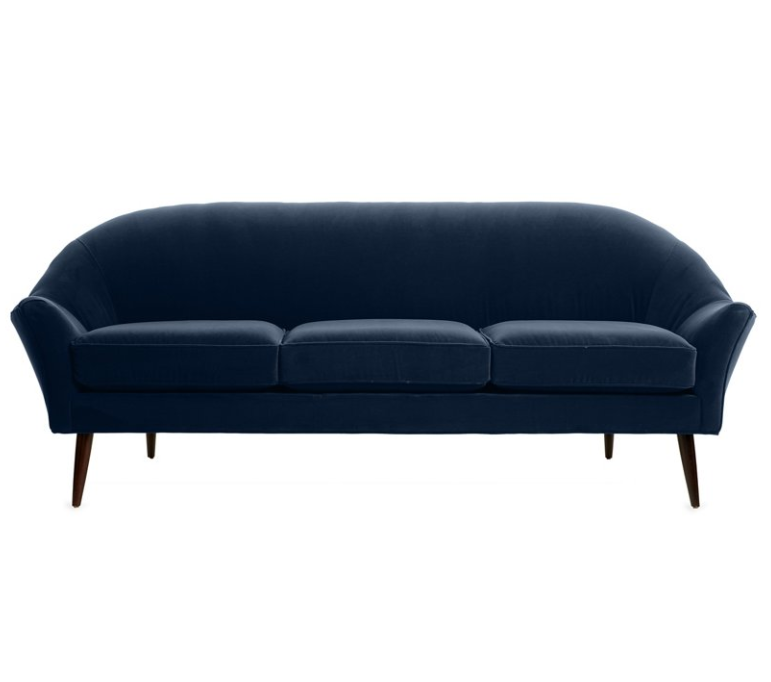 布莱尔现代沙发的天鹅绒靛蓝