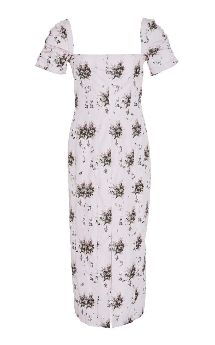 M'O独家Odilia花府绸Midi连衣裙”class=